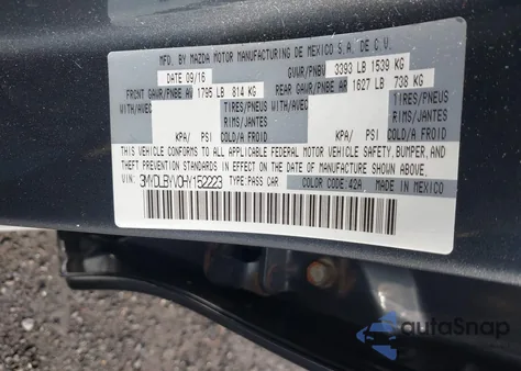 2017 Toyota Yaris Ia из США, поврежденный, VIN 3MYDLBYV0HY152223